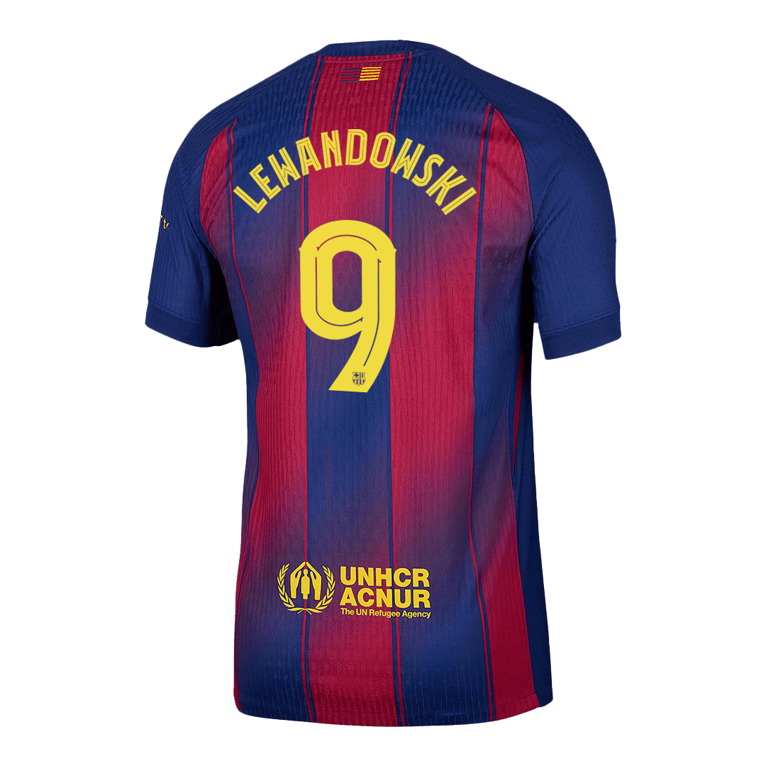 LEWANDOWSKI #9 Hiteles Barcelona Otthon Soccer Mez 2025/26 Piros&Kék - UCL