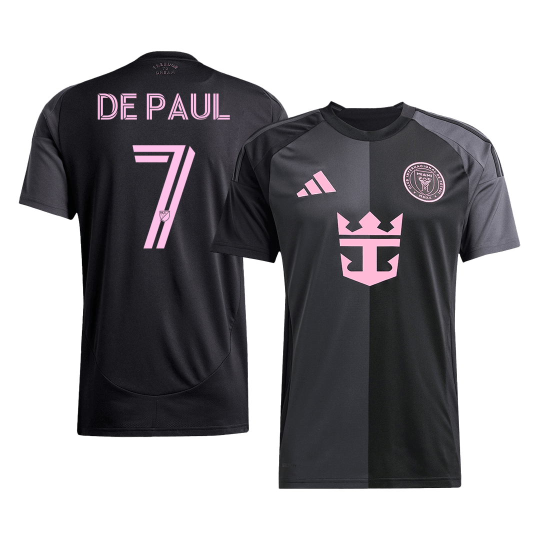 DE PAUL #7 Inter Miami Idegenbeli Soccer Mez 2025 Fekete&Szürke