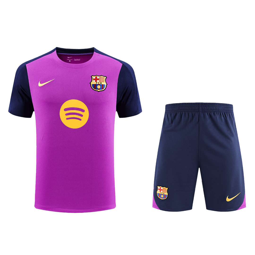 Barcelona Előtti-Mérkőzés Edzés Soccer Mez Készlet(Mez+Rövidnadrág) 25/26 Lila