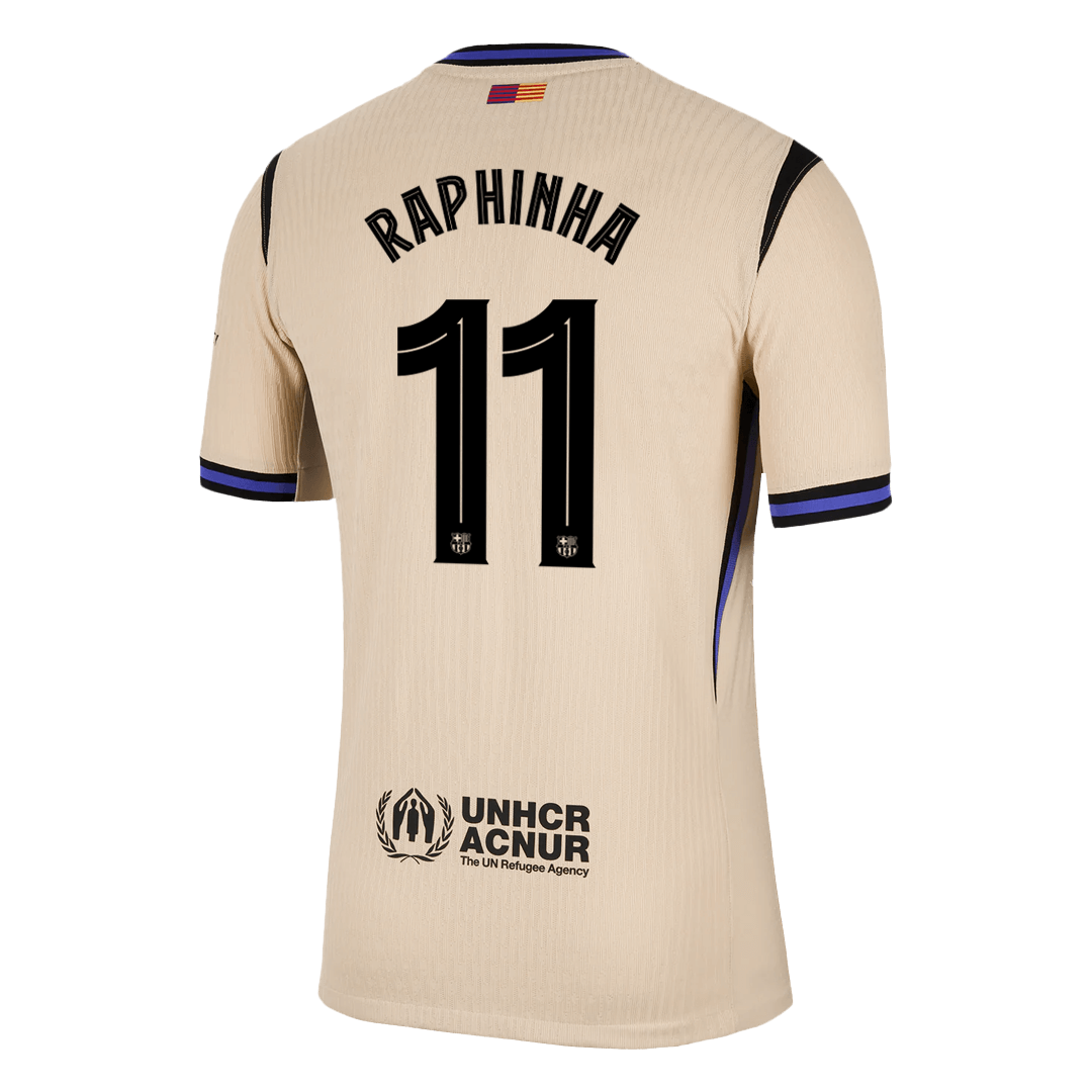 RAPHINHA #11 Hiteles Barcelona Idegenbeli Soccer Mez 2025/26 Sárga - UCL