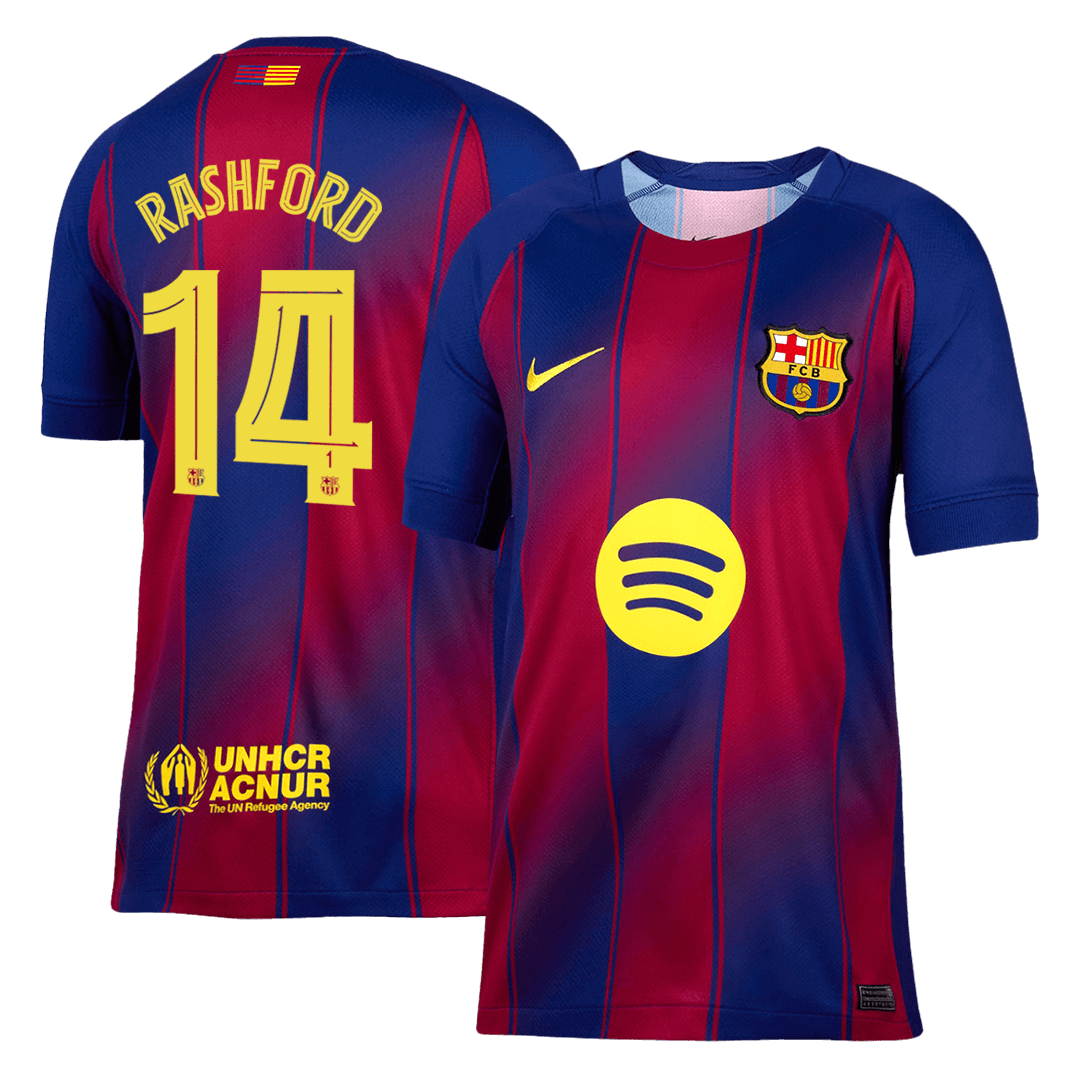 RASHFORD #14 Barcelona Otthon Soccer Mez 2025/26 Piros&Kék - UCL