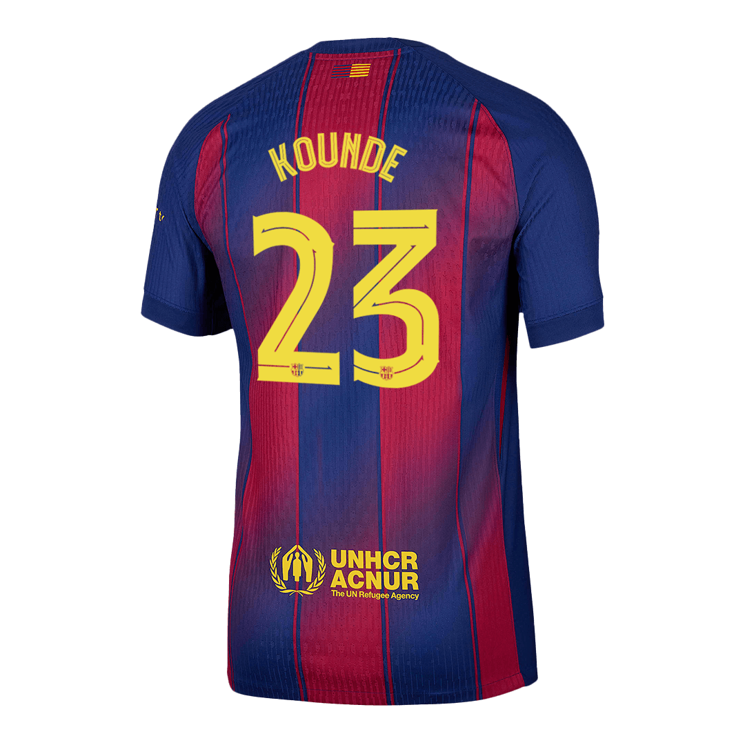 KOUNDE #23 Barcelona Játékos Otthon Mez 2025/26 Piros & Kék - UCL