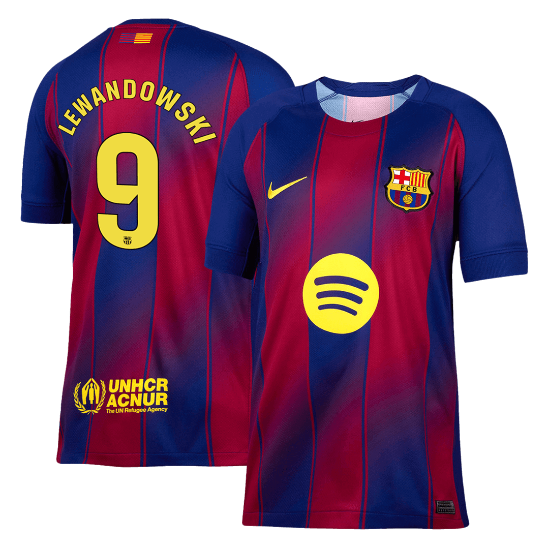 LEWANDOWSKI #9 Barcelona Otthon Soccer Mez 2025/26 Piros&Kék