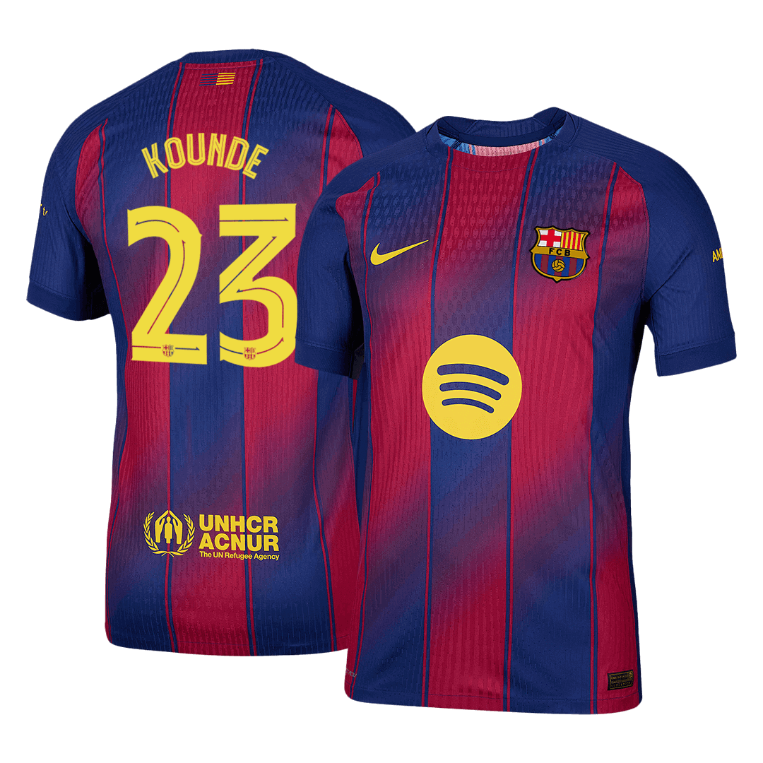 KOUNDE #23 Barcelona Játékos Otthon Mez 2025/26 Piros & Kék - UCL