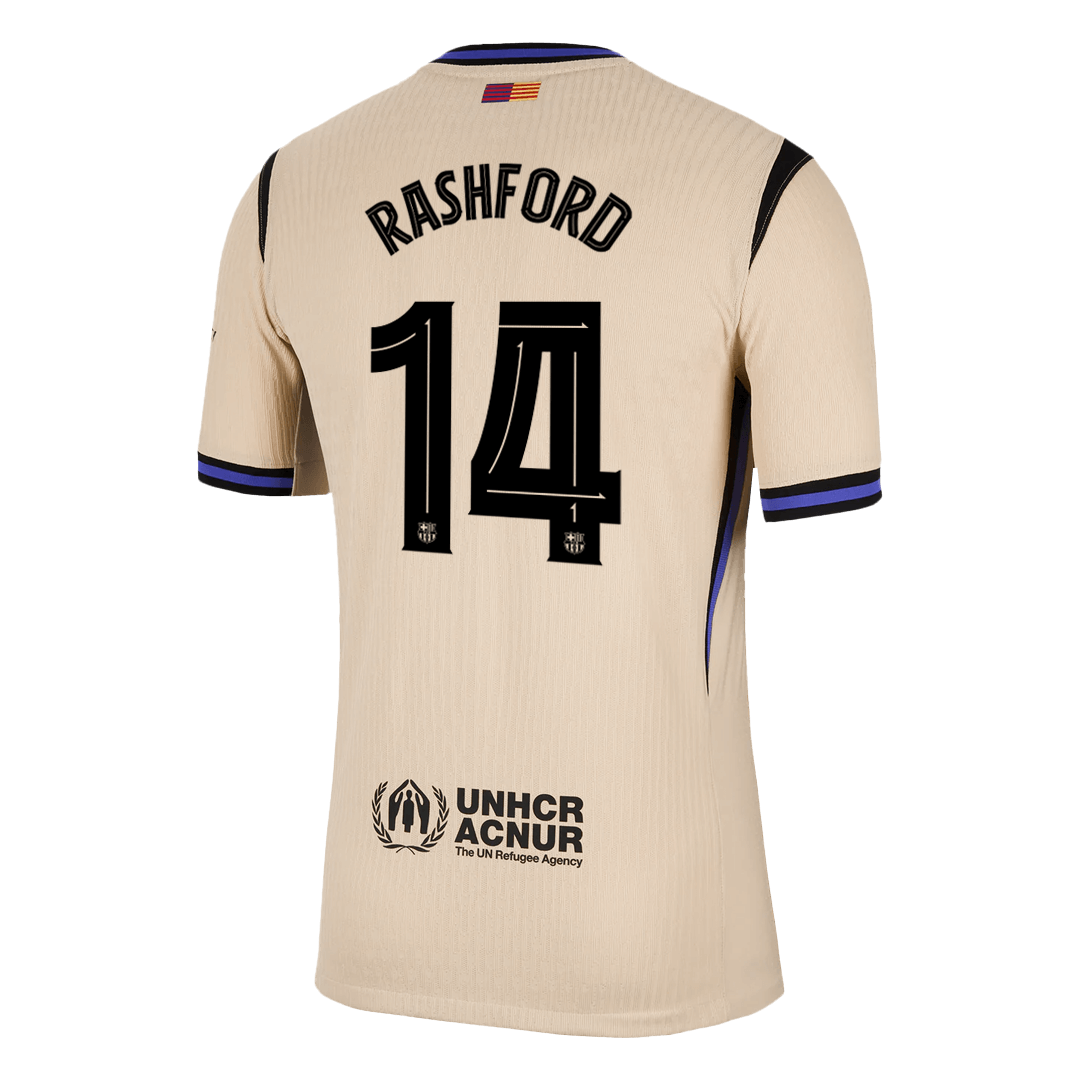 RASHFORD #14 Hiteles Barcelona Idegenbeli Soccer Mez 2025/26 Sárga - UCL