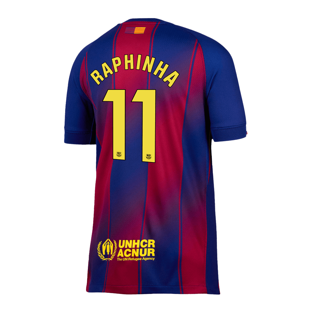 RAPHINHA #11 Barcelona Otthon Soccer Mez 2025/26 Piros&Kék