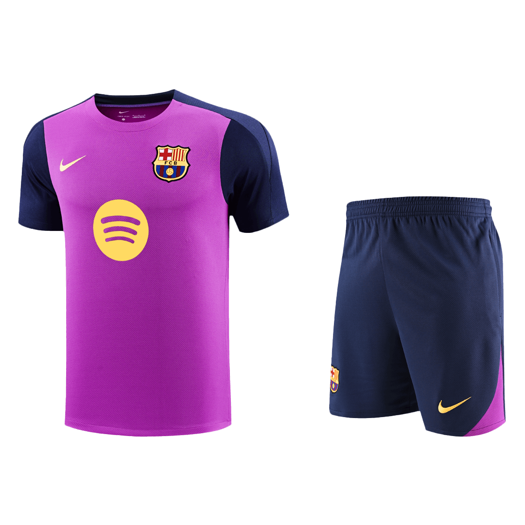Barcelona Előtti-Mérkőzés Edzés Soccer Mez Készlet(Mez+Rövidnadrág) 25/26 Lila