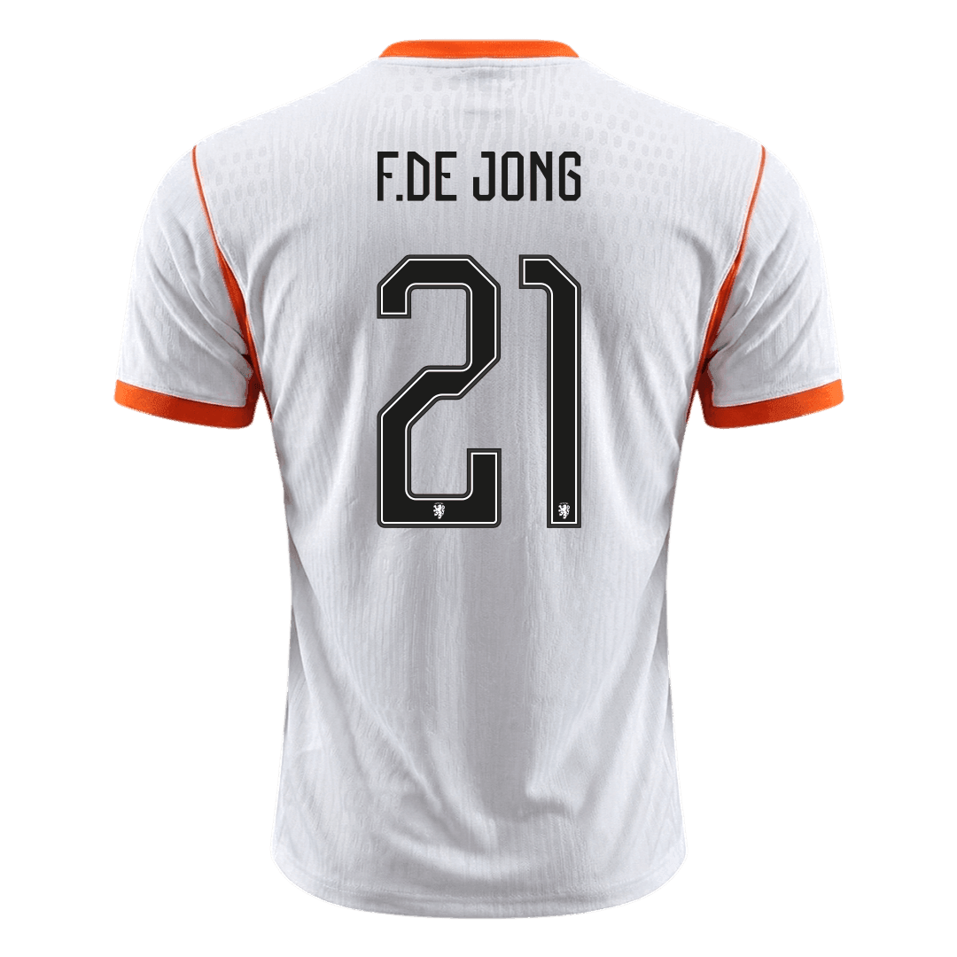 F.DE JONG #21 Netherlands Játékos Verzió Idegenbeli Mez Világbajnoki 2026 Fehér
