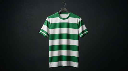 Ferencváros zöld-fehér futballmez professzionális termékfotón sötét háttéren