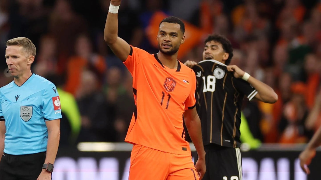 Cody Gakpo narancssárga holland mezben a Németország elleni mérkőzésen