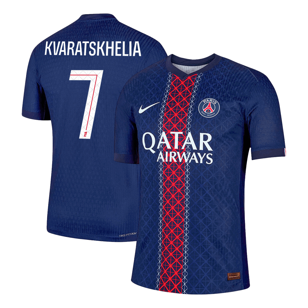 KVARATSKHELIA #7 Hiteles PSG Otthon Soccer Mez 2025/26 Haditengerészet