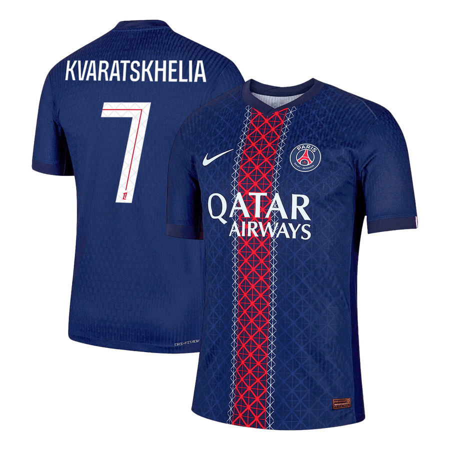 KVARATSKHELIA #7 Játékos PSG Otthon Soccer Mez 2025/26 Haditengerészet