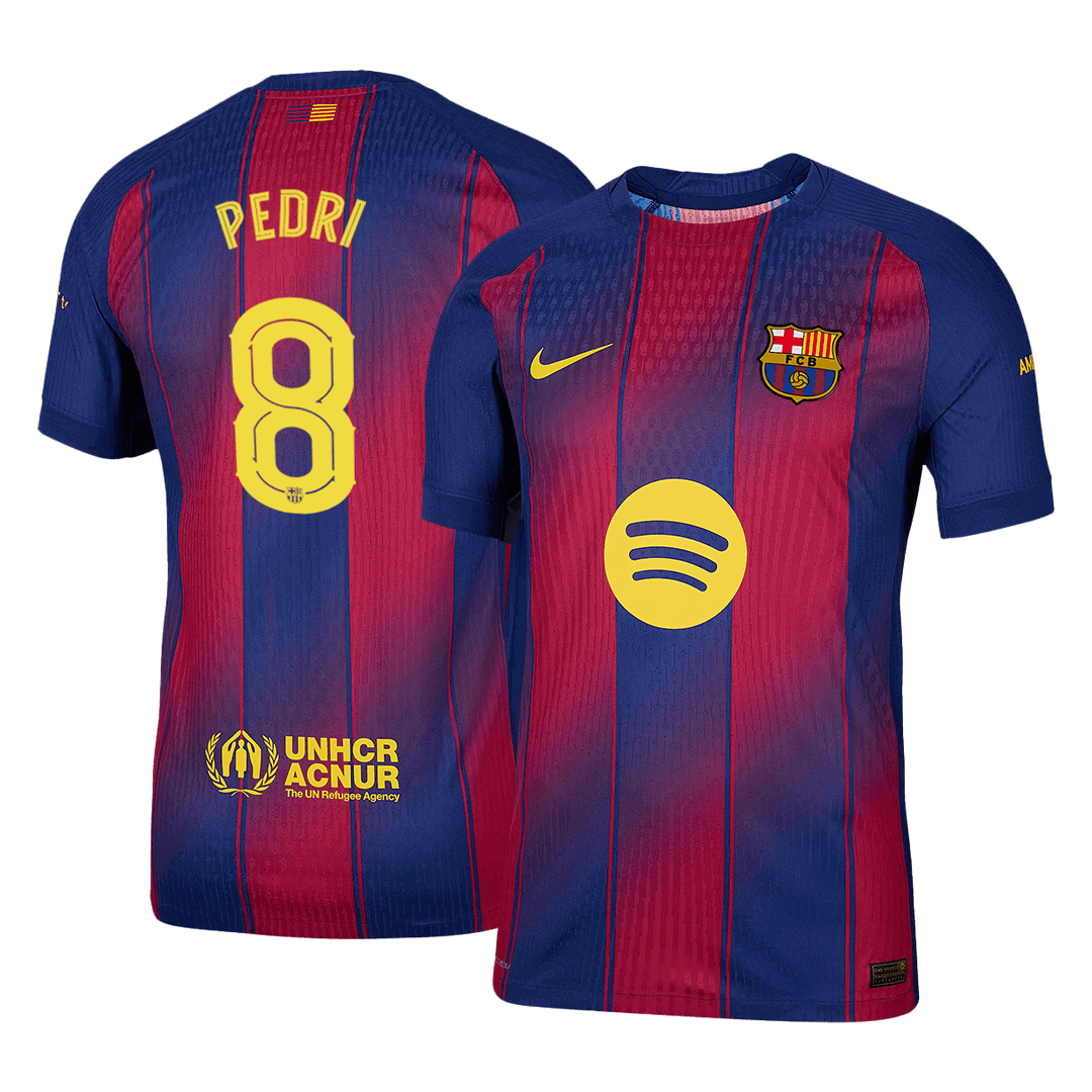 PEDRI #8 Hiteles Barcelona Otthon Soccer Mez 2025/26 Piros&Kék - UCL