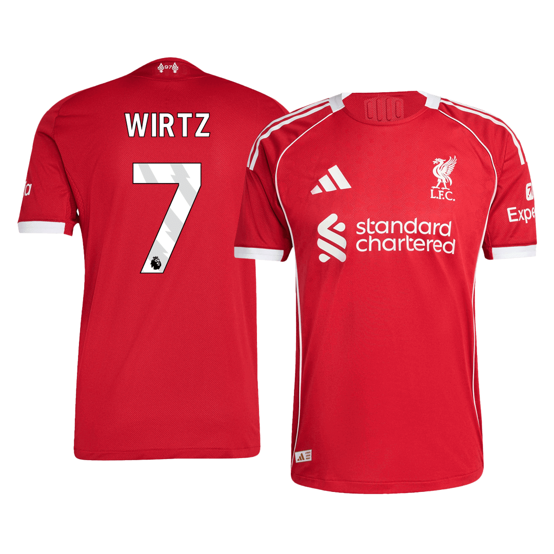 WIRTZ #7 Hiteles Liverpool Otthon Soccer Mez 25/26 Piros