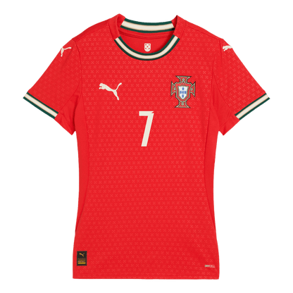 Női RONALDO #7 Portugal Otthon Futball Mez 2025 Piros