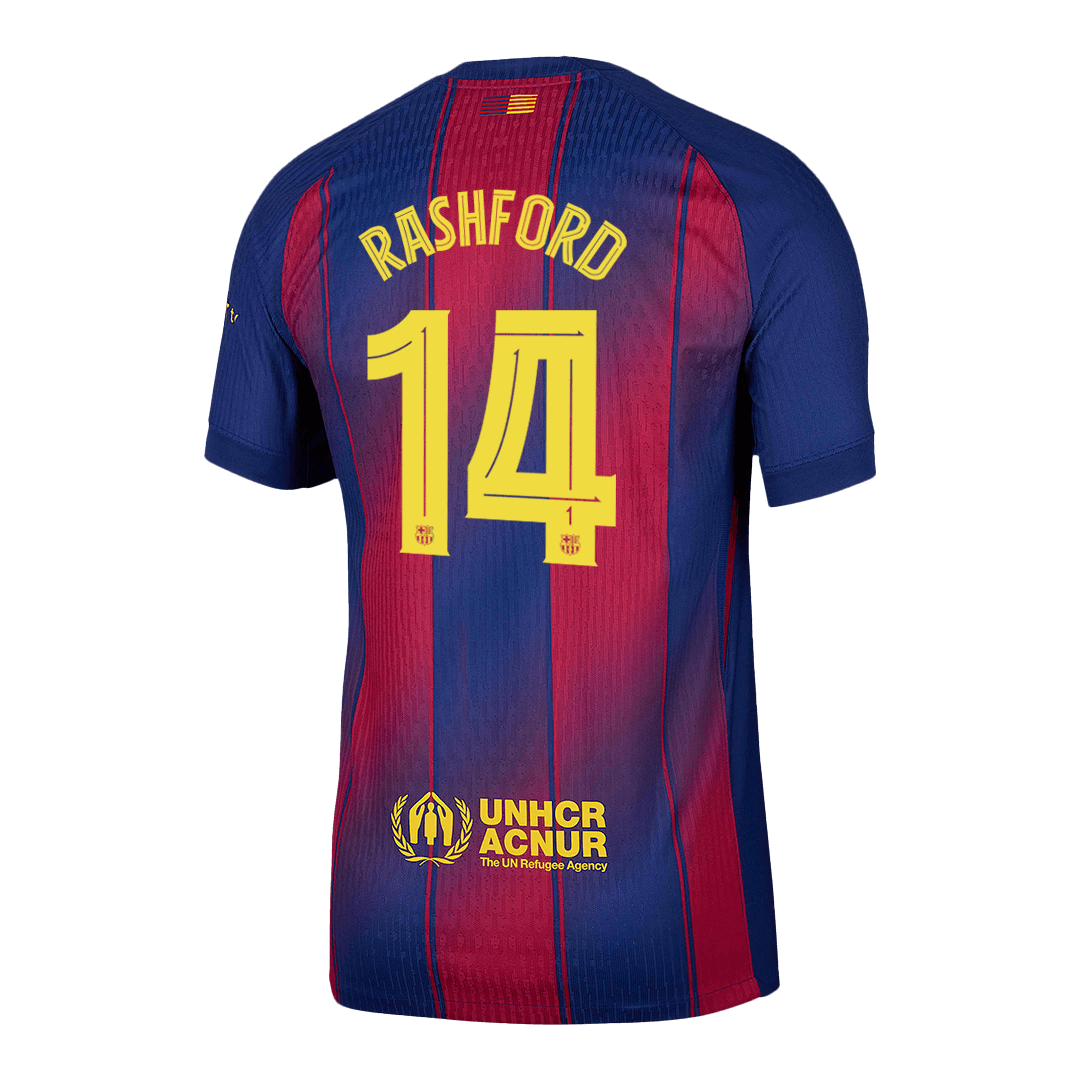 RASHFORD #14 Hiteles Barcelona Otthon Soccer Mez 2025/26 Piros&Kék - UCL