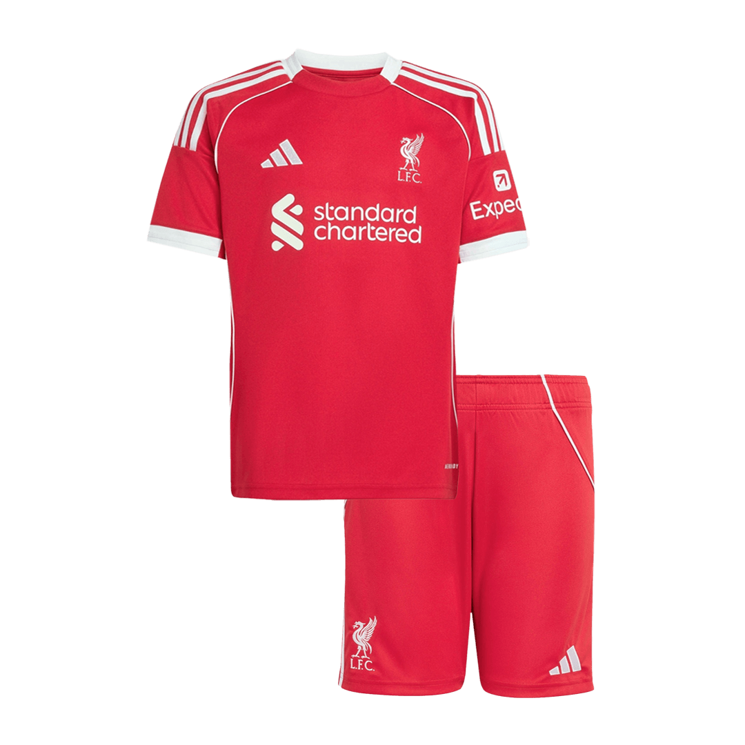 Gyerekek Liverpool Otthon Soccer Mez Készlet(Mez+Rövidnadrág) 25/26 Piros
