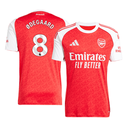 ØDEGAARD #8 Arsenal Otthoni Soccer Mez 2025/26 Piros