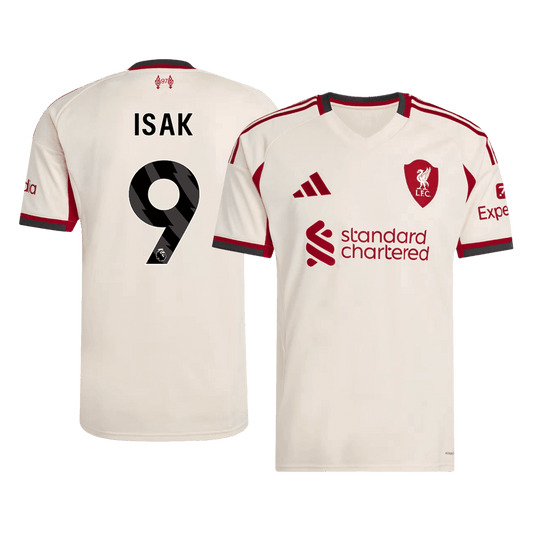 ISAK #9 Liverpool 
 Idegen 
 Futball Mez 
2025/26 
 Fehér