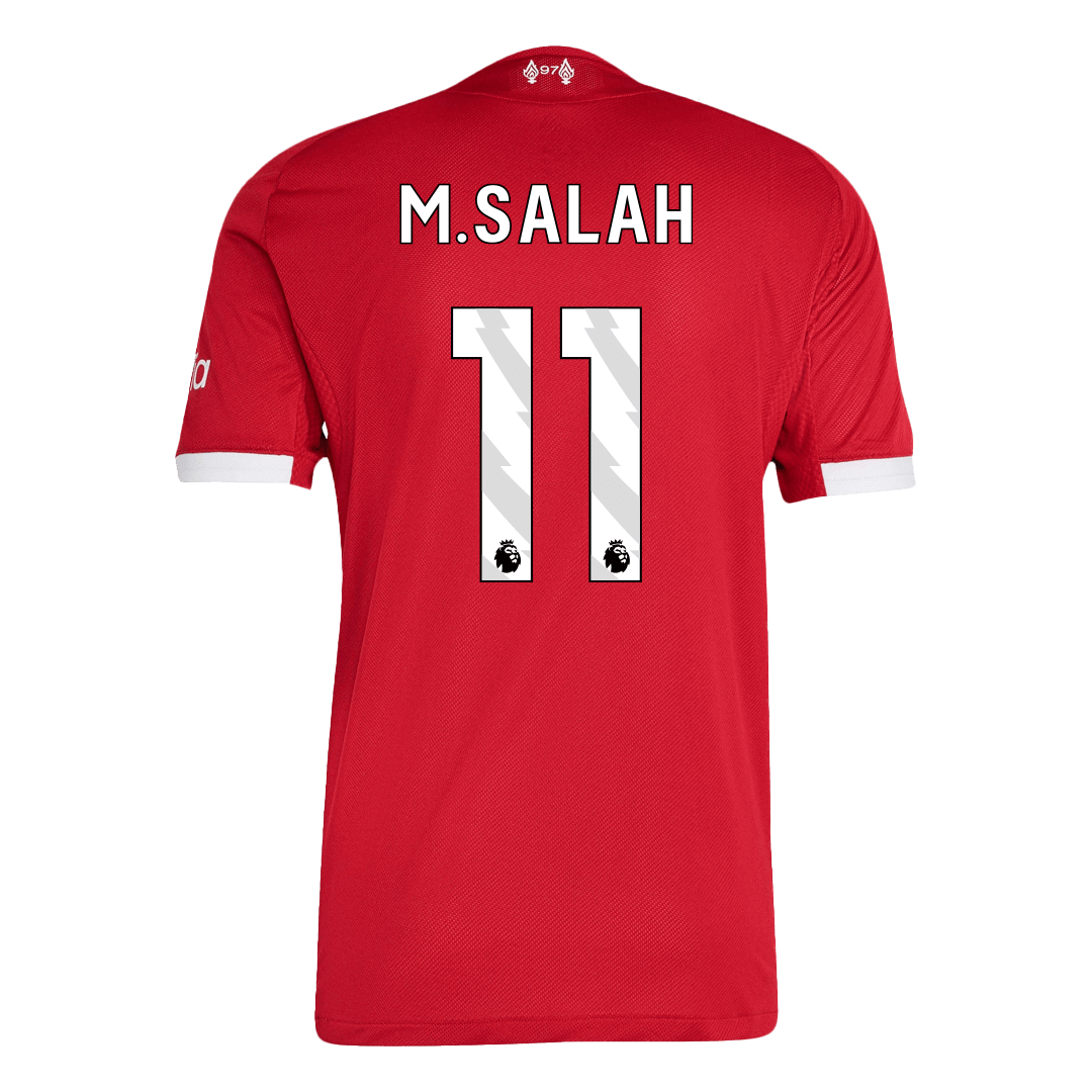 M.SALAH #11 Hiteles Liverpool Otthon Soccer Mez 25/26 Piros