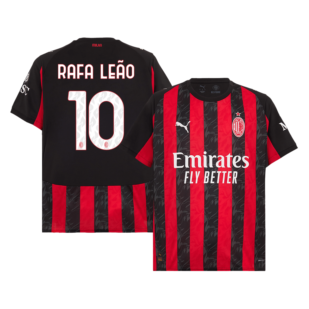 RAFA LEÃO #10 AC Milan Otthoni Soccer Mez 2025/26 Piros&Fekete