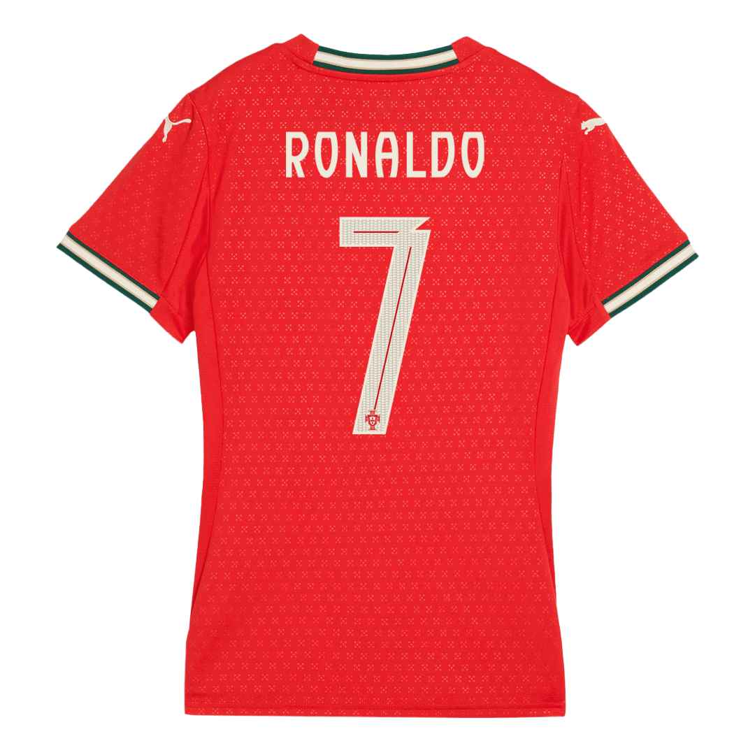 Női RONALDO #7 Portugal Otthon Futball Mez 2025 Piros