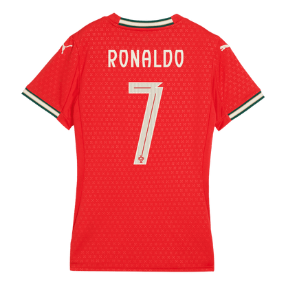 Női RONALDO #7 Portugal Otthon Futball Mez 2025 Piros
