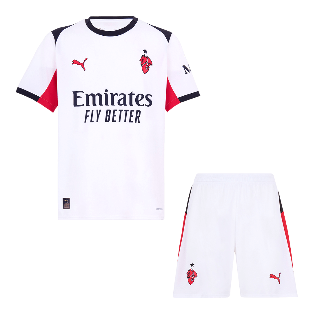 AC Milan Idegenbeli Soccer Mez Készlet(Mez+Rövidnadrág) 2025/26 Fehér