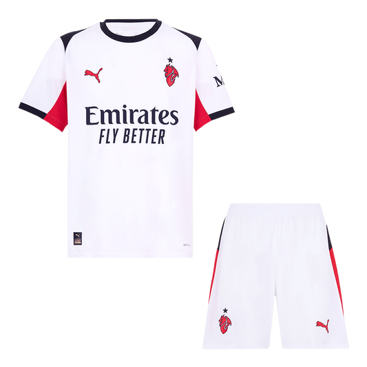 AC Milan Idegenbeli Soccer Mez Készlet(Mez+Rövidnadrág) 2025/26 Fehér