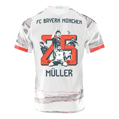 MÜLLER Special #25 Hiteles Bayern Munich Idegenbeli Soccer Mez 2025/26 Fehér