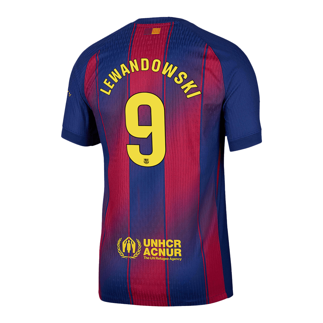 LEWANDOWSKI #9 Hiteles Barcelona Otthon Soccer Mez 2025/26 Piros&Kék