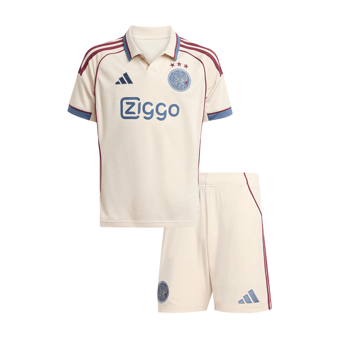 Gyerek Ajax Harmadik Idegenbeli Futballmez Készlet 25/26 Fehér
