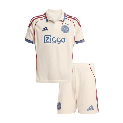 Gyerek Ajax Harmadik Idegenbeli Futballmez Készlet 25/26 Fehér