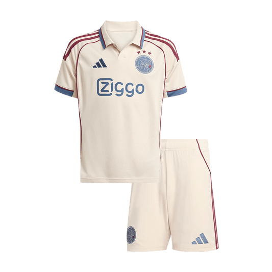 Gyerek Ajax Harmadik Idegenbeli Futballmez Készlet 25/26 Fehér