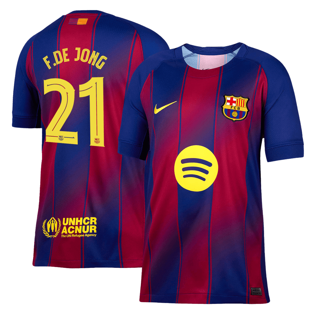 F.DE JONG #21 Barcelona Otthon Soccer Mez 2025/26 Piros&Kék - UCL