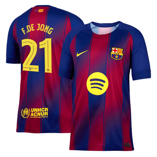 F.DE JONG #21 Barcelona Otthon Soccer Mez 2025/26 Piros&Kék - UCL