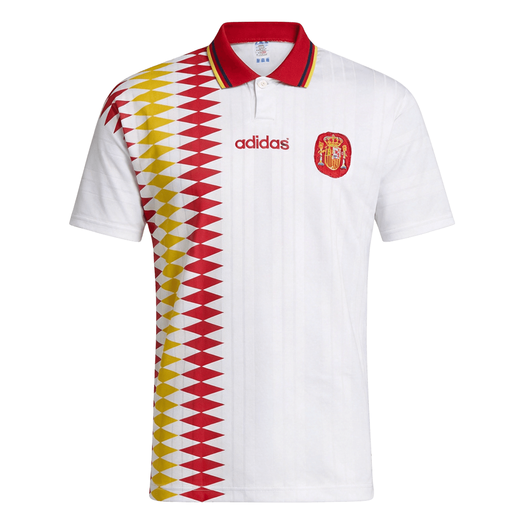 Spain Idegenbeli Retro Futball Mez 1994 Fehér