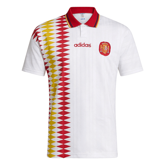 Spain Idegenbeli Retro Futball Mez 1994 Fehér