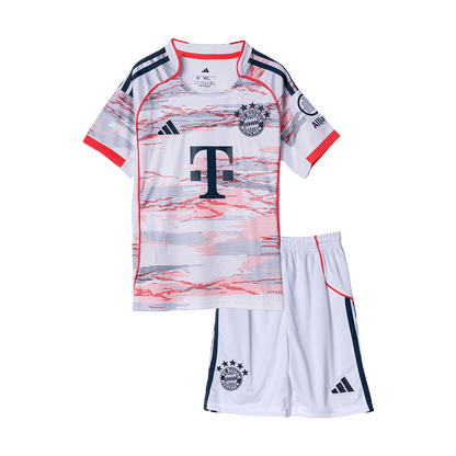 Gyerekek  Bayern Munich Idegenbeli Soccer Mez Készlet(Mez+Rövidnadrág) 2025/26 Fehér