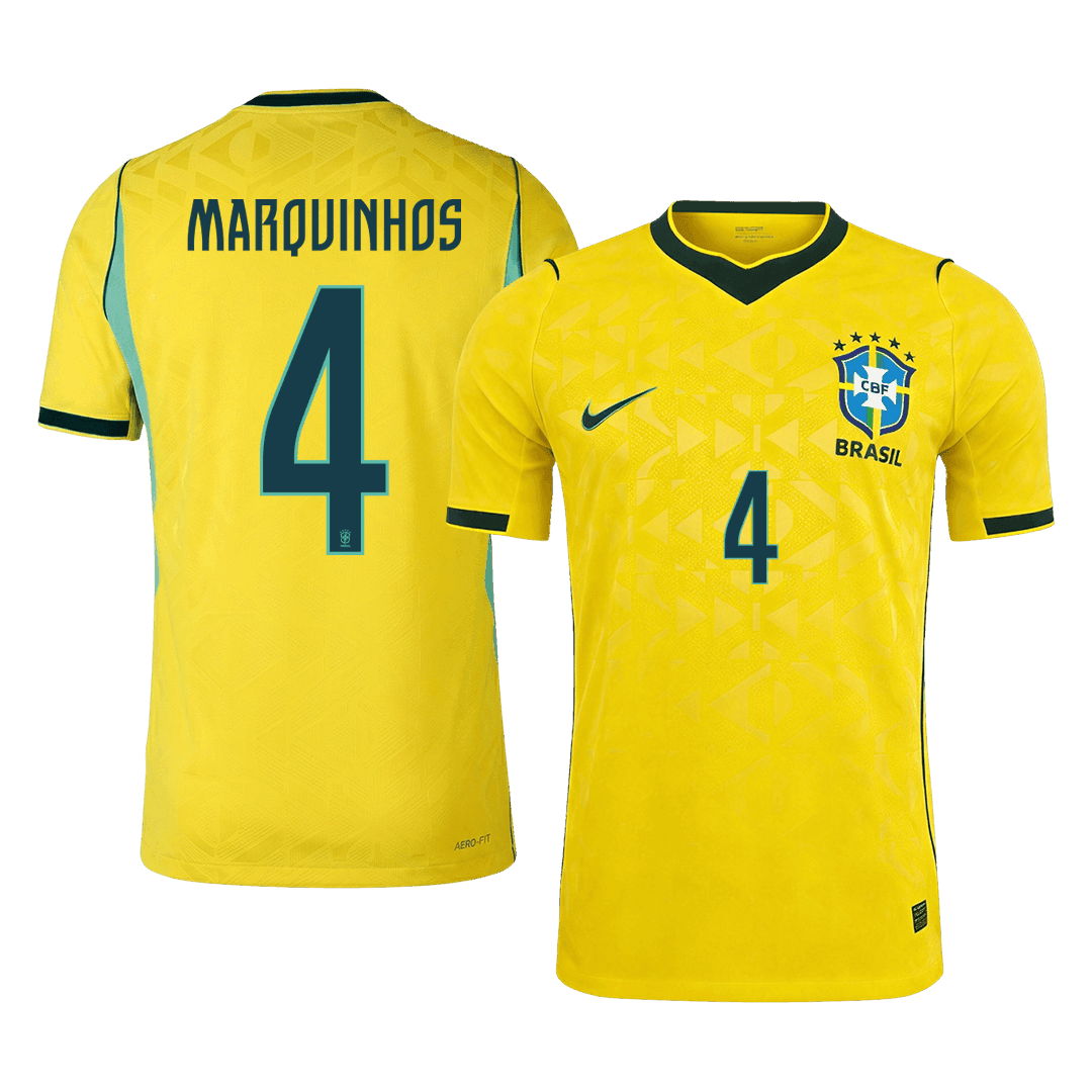 MARQUINHOS #4 Brazil Játékos Verzió Hazai Mez Világbajnoki 2026 Sárga