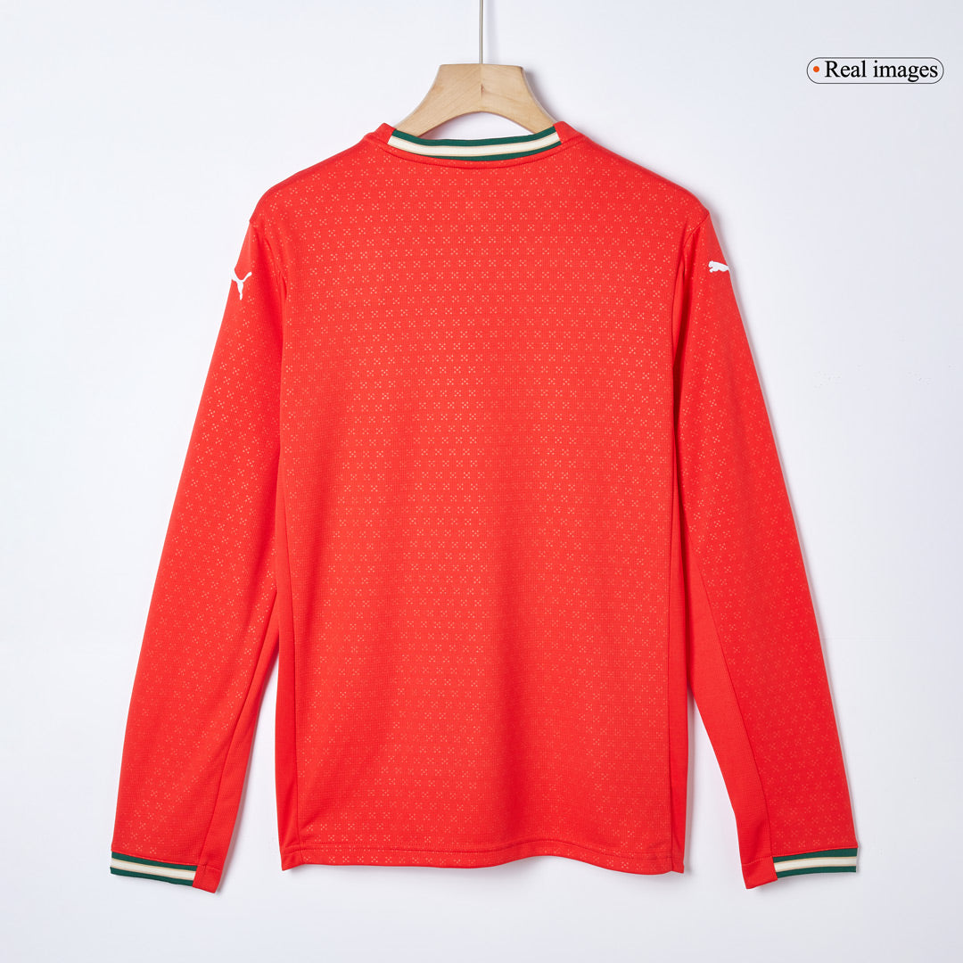 RONALDO #7 Portugal Otthon Hosszú Ujjú Mez 2025-Piros