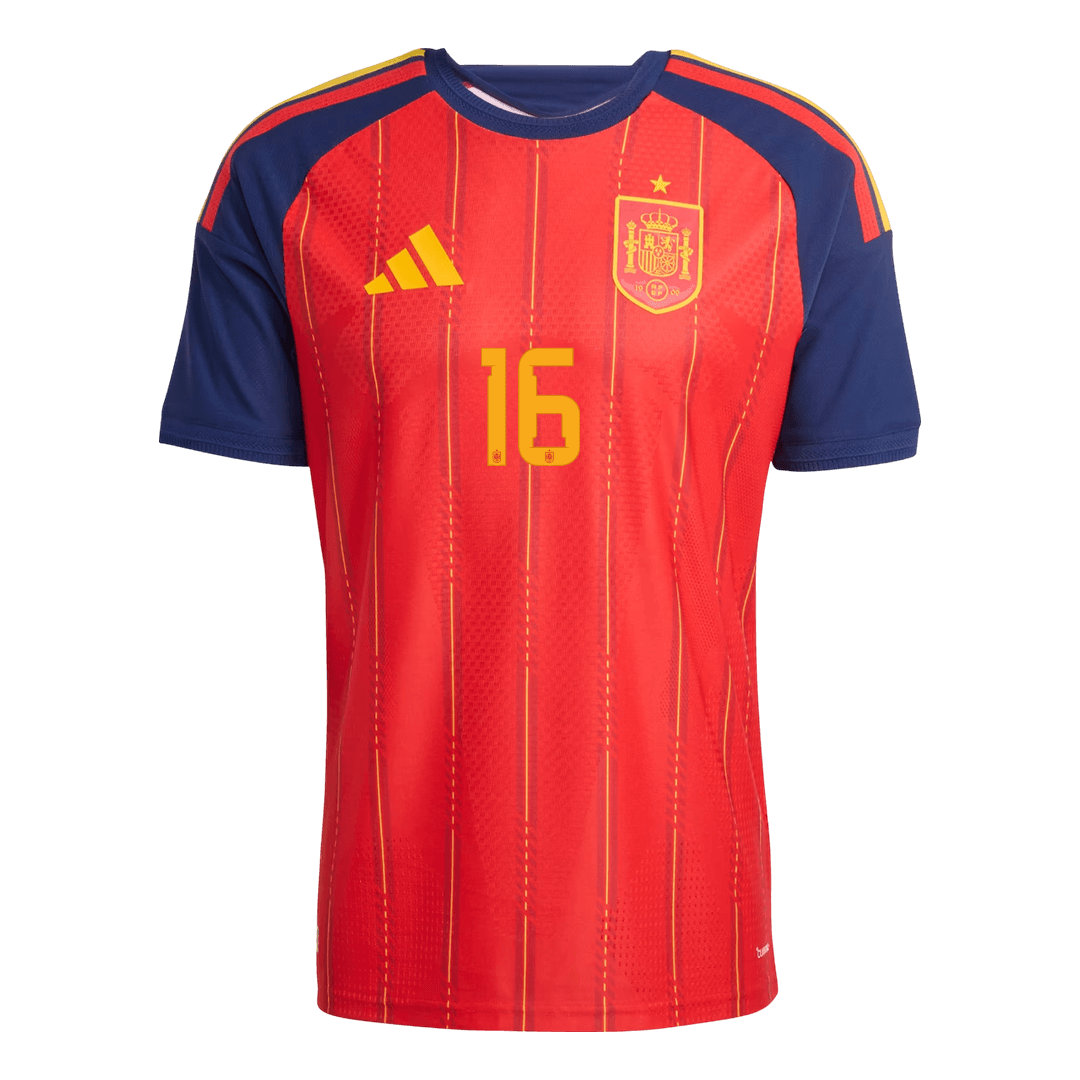 RODRIGO #16 Spain Játékos Verzió Hazai Mez Világbajnoki 2026 Piros