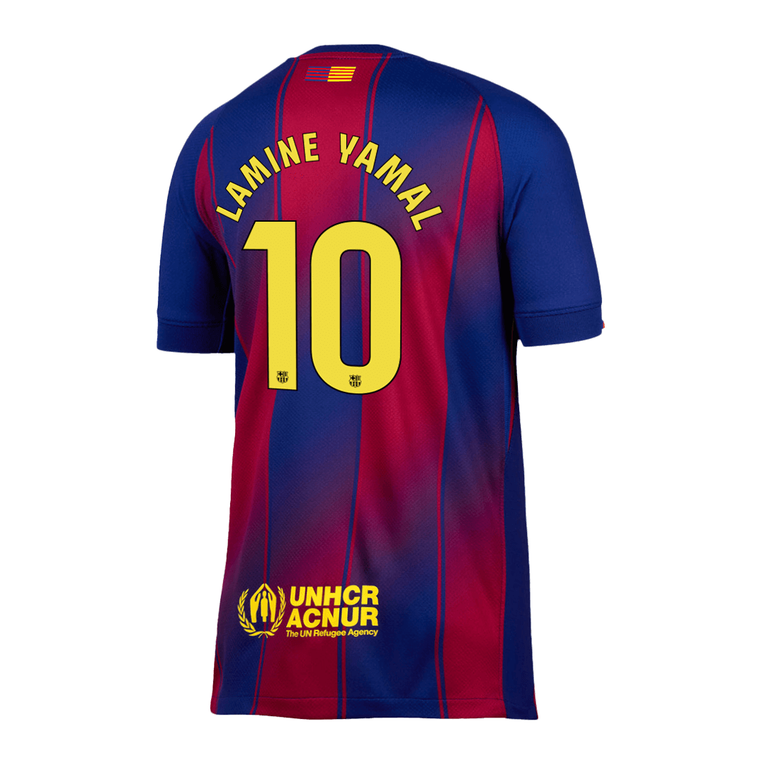 LAMINE YAMAL #10 Barcelona Otthon Soccer Mez 2025/26 Piros&Kék