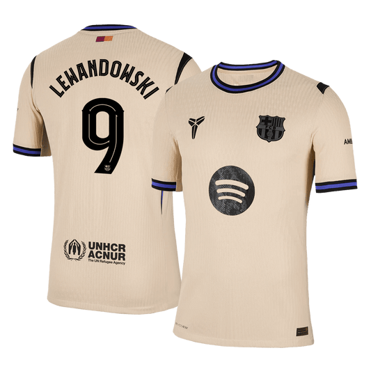 LEWANDOWSKI #9 Hiteles Barcelona Idegenbeli Soccer Mez 2025/26 Sárga - UCL