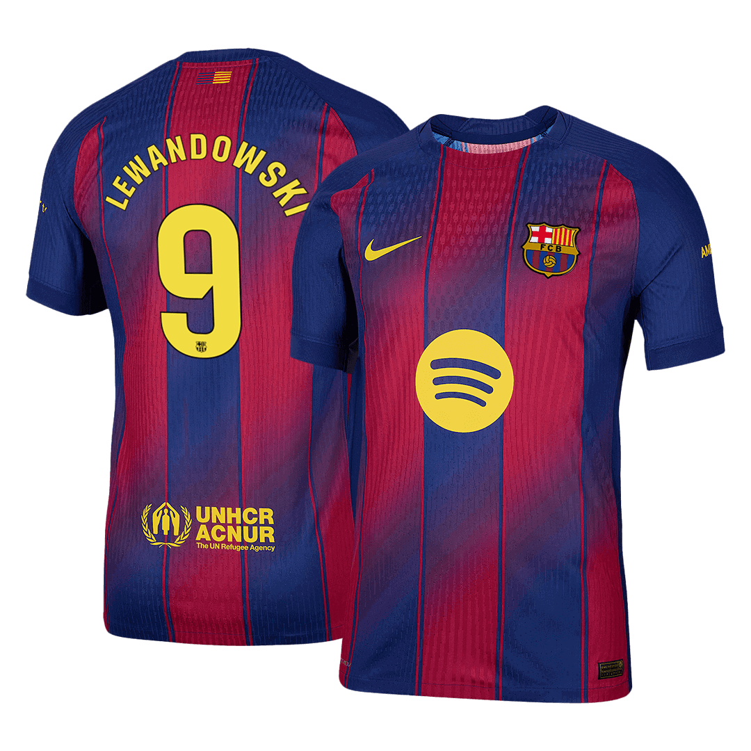LEWANDOWSKI #9 Hiteles Barcelona Otthon Soccer Mez 2025/26 Piros&Kék