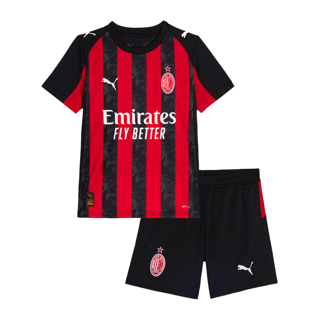Gyerekek AC Milan Otthoni Soccer Mez Készlet(Mez+Rövidnadrág) 2025/26 Piros&Fekete