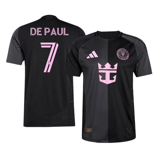 DE PAUL #7 Hiteles Inter Miami CF Idegenbeli Soccer Mez 2025 Fekete&Szürke