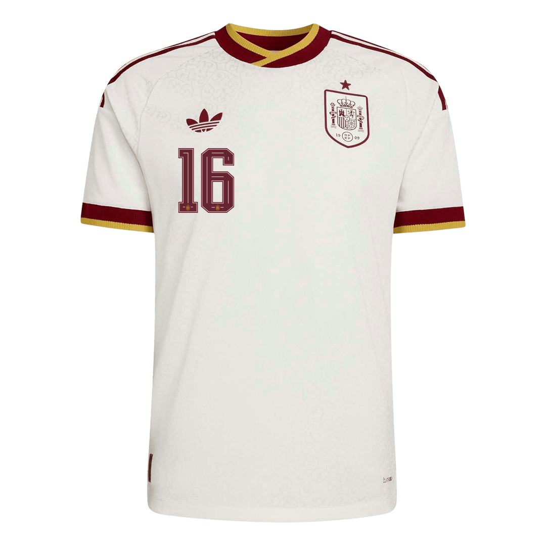 RODRIGO #16 Spain Játékos Verzió Idegenbeli Mez Világbajnoki 2026 Fehér