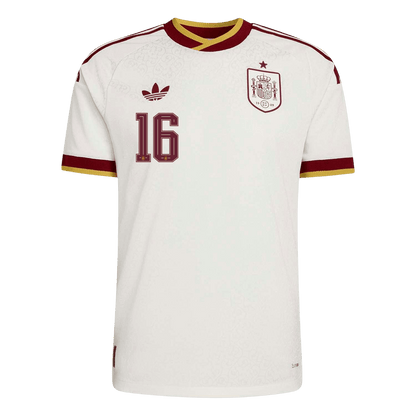 RODRIGO #16 Spain Játékos Verzió Idegenbeli Mez Világbajnoki 2026 Fehér