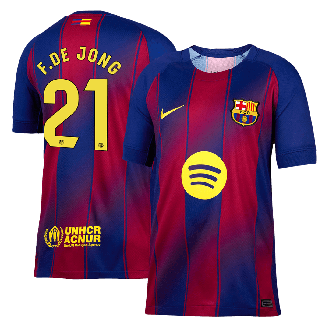 F.DE JONG #21 Barcelona Otthon Soccer Mez 2025/26 Piros&Kék